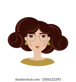 Beautiful girl's face for avatar. Cute vector illustration. Cartoon portrait on an oval white background.