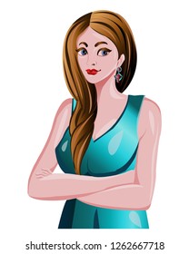 beautiful girl's face front view vector