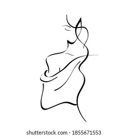 schöne Mädchengesichtslinien. Vektorgrafik. Umrisszeichnung einer Frau. Für Kosmetik-Kosmetik-Massagevisum