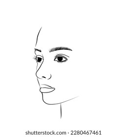 a beautiful girl's face vector trecing line art