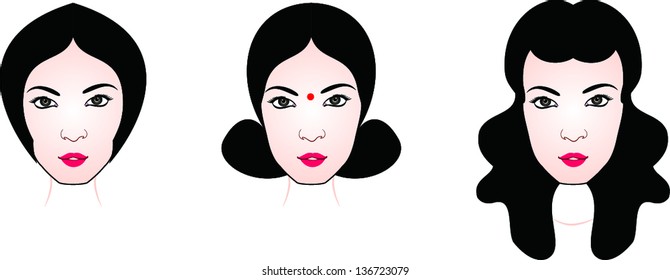 Beautiful girls faces set