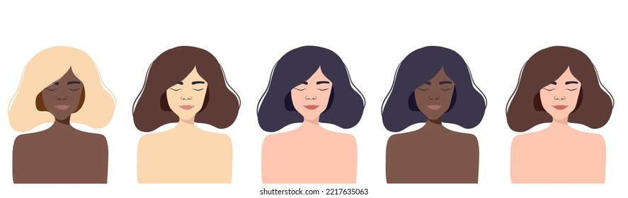 Beautiful girls in flat vector technique isolated on a white background