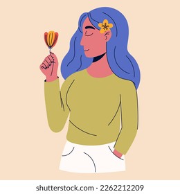 Beautiful girls with flowers. Girl power, feminism, sisterhood concept.