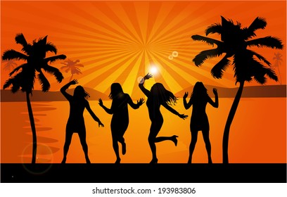 Beautiful girls on beach 
