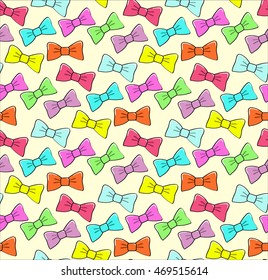 Beautiful girly glossy colourful  bows. Vector, illustration.