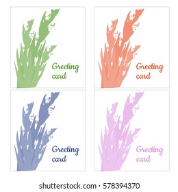 Beautiful gladiolus isolated on white background. Vector illustration. Greeting card template