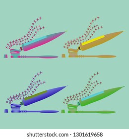 Beautiful glamorous magical suite multicolored dental tooth hygienical dental brush.