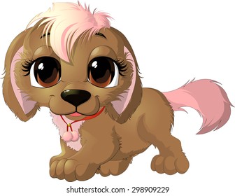 beautiful glamorous puppy painted on a white background