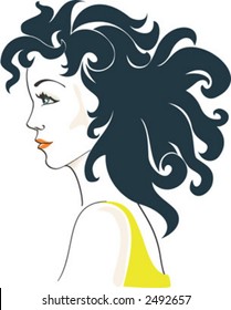 Beautiful Glamorous Woman's portrait. Color vector illustration