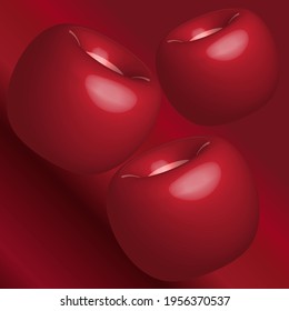 beautiful glass candle holder with dazzling red. 3D vector background.
