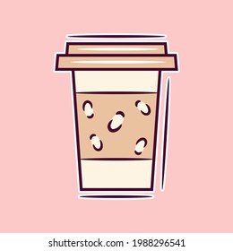 beautiful glass of coffee on a pink background