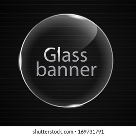 Beautiful glass round button/banner on a dark background VECTOR