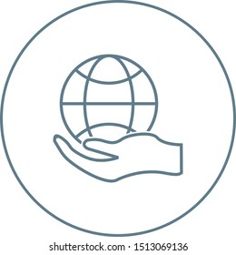 Beautiful Global hand vector line icon