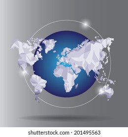 beautiful globe abstract geometric polygon vector