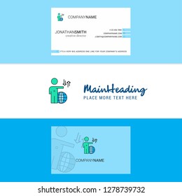 Beautiful Globe Logo and business card. vertical Design Vector