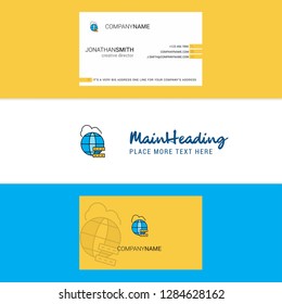 Beautiful Globe  Logo and business card. vertical Design Vector