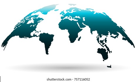 Beautiful Globe Map in Deep Smoky Blue Color Isolated on White Background. Vector Illustration