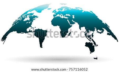 Beautiful Globe Map in Deep Smoky Blue Color Isolated on White Background. Vector Illustration
