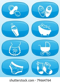 Beautiful glossy buttons - Baby icons. Vector