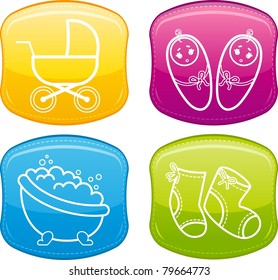 Beautiful glossy buttons - Baby icons. Vector