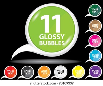Beautiful glossy color bubble speech and label collection. Vector illustration.