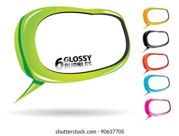 Beautiful glossy color bubble speech and label collection. Vector illustration.