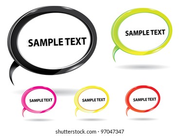 Beautiful glossy color bubble speech and label collection. Vector illustration.