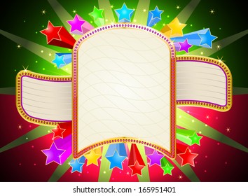 Beautiful glossy colorful stars shape with billboard vector background