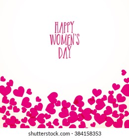 Beautiful glossy hearts decorated background for Happy Women's Day celebration.