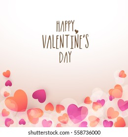 Beautiful glossy hearts decorated background for Happy Valentine's Day celebration.