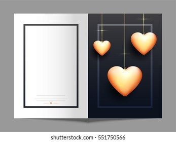 Beautiful Glossy Hearts decorated greeting card design for Happy Valentine's Day celebration.