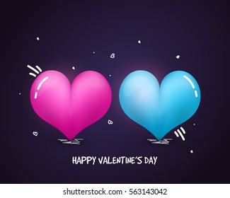 Beautiful Glossy Hearts for Happy Valentine's Day celebration.