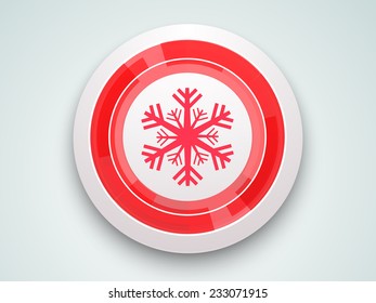 Beautiful glossy icon decorated with snowflake for Merry Christmas and other occasion celebrations.