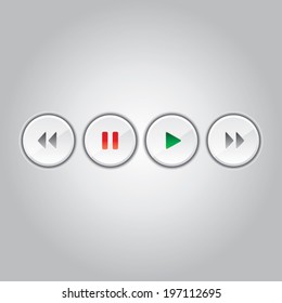 Beautiful glossy player button on a gray background