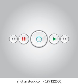 Beautiful glossy player button on a gray background