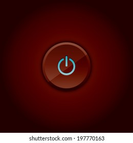 Beautiful glossy power button on a red background
