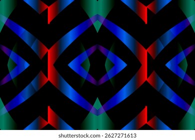 Beautiful glow colour caleidoscope gradient flower line art pattern wallpaper of indonesian traditional abstract batik ethnic dayak ornament for commercial ads	