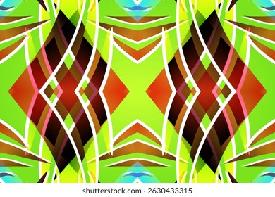 Beautiful glow colour caleidoscope gradient flower line art pattern wallpaper of indonesian traditional abstract batik ethnic dayak ornament for commercial ads	