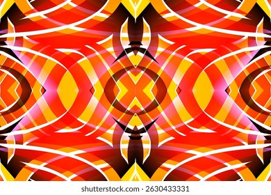 Beautiful glow colour caleidoscope gradient flower line art pattern wallpaper of indonesian traditional abstract batik ethnic dayak ornament for commercial ads	