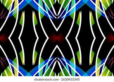 Hermoso color brillante caleidoscopio gradiente de la línea de flores patrón de arte Fondo de pantalla de batik abstracto tradicional indonesio étnico adorno dayak para anuncios comerciales	