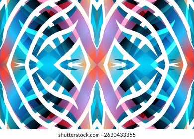 Beautiful glow colour caleidoscope gradient flower line art pattern wallpaper of indonesian traditional abstract batik ethnic dayak ornament for commercial ads	