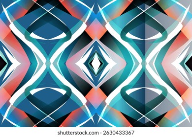 Beautiful glow colour caleidoscope gradient flower line art pattern wallpaper of indonesian traditional abstract batik ethnic dayak ornament for commercial ads	