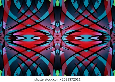 Beautiful glow colour caleidoscope gradient flower line art pattern wallpaper of indonesian traditional abstract batik ethnic dayak ornament for commercial ads