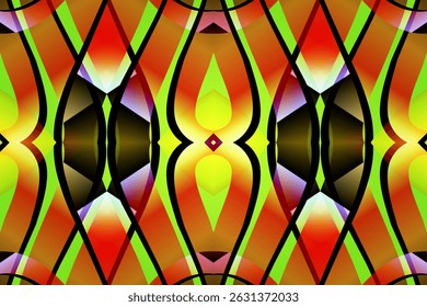 Beautiful glow colour caleidoscope gradient flower line art pattern wallpaper of indonesian traditional abstract batik ethnic dayak ornament for commercial ads