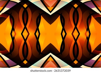 Beautiful glow colour caleidoscope gradient flower line art pattern wallpaper of indonesian traditional abstract batik ethnic dayak ornament for commercial ads