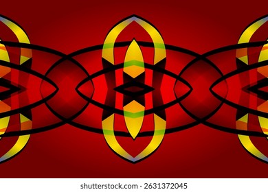 Beautiful glow colour caleidoscope gradient flower line art pattern wallpaper of indonesian traditional abstract batik ethnic dayak ornament for commercial ads