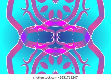 Beautiful glow colour caleidoscope gradient flower line art pattern wallpaper of indonesian traditional abstract batik ethnic dayak ornament for commercial ads	