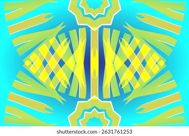 Beautiful glow colour caleidoscope gradient flower line art pattern wallpaper of indonesian traditional abstract batik ethnic dayak ornament for commercial ads	