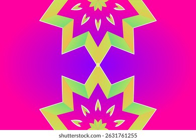 Beautiful glow colour caleidoscope gradient flower line art pattern wallpaper of indonesian traditional abstract batik ethnic dayak ornament for commercial ads	