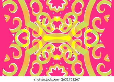 Beautiful glow colour caleidoscope gradient flower line art pattern wallpaper of indonesian traditional abstract batik ethnic dayak ornament for commercial ads	